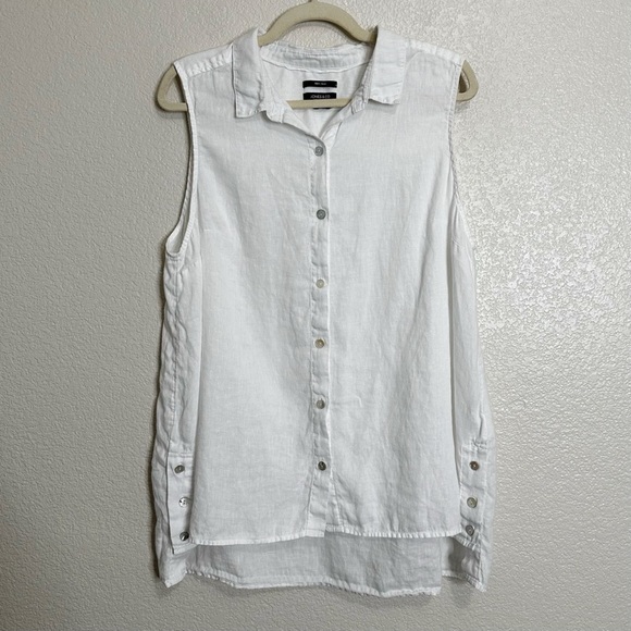 Jones New York Tops - Jones New York 100% Linen White Sleeveless Button Down Tunic Top, Size XL